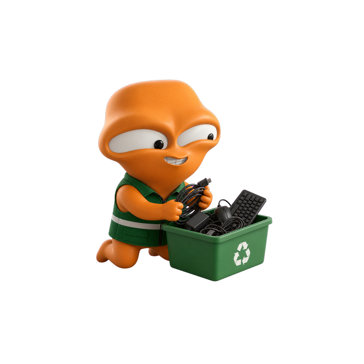 綠在香港 mascot 整理線材和電腦周邊